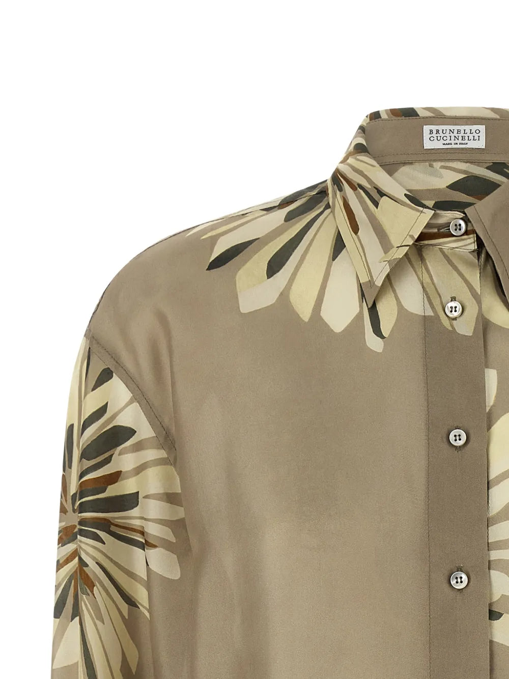 Brunello Cucinelli floral piping silk shirt