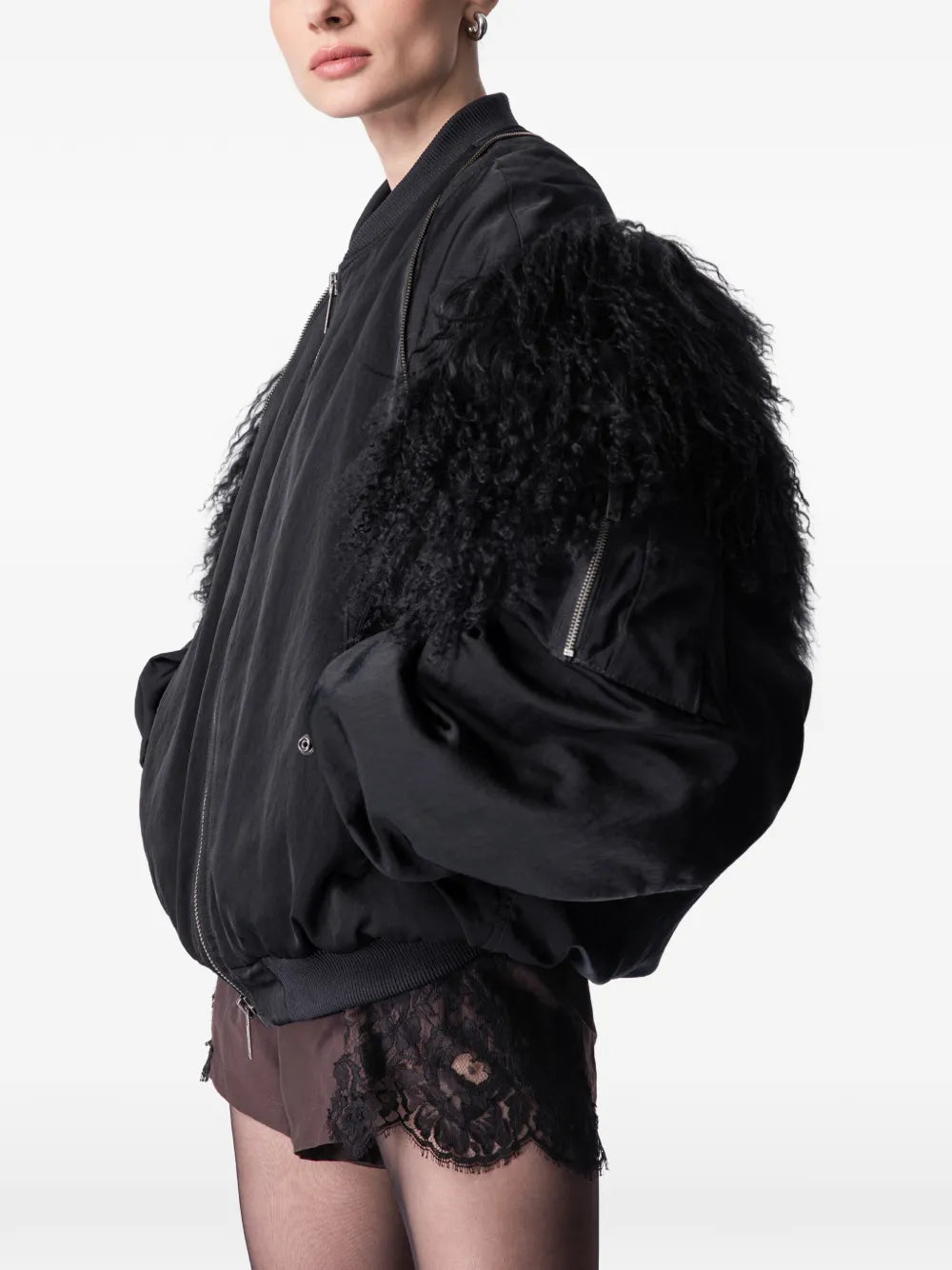 ARTICLE TEN  shearling-panel bomber jacket