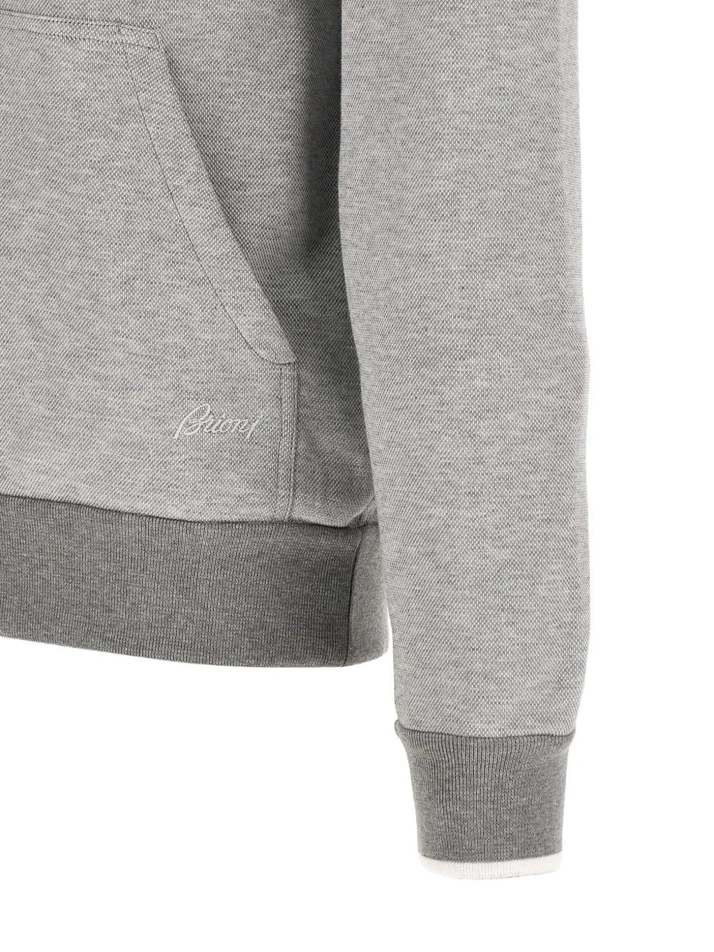 Brioni  piquet logo embroidery hoodie