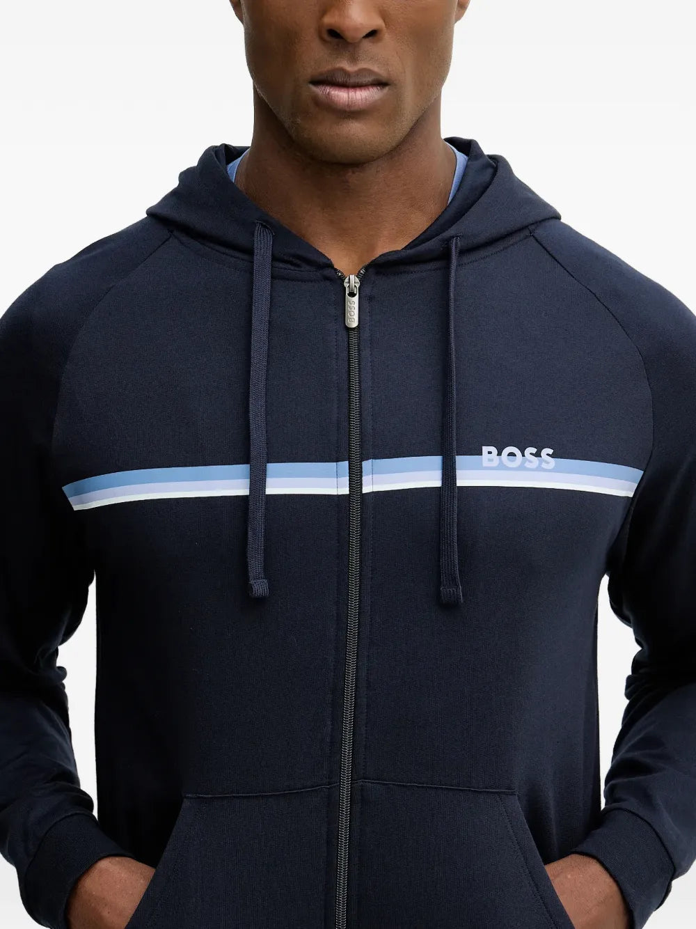 BOSS  striped zip-up hoodie