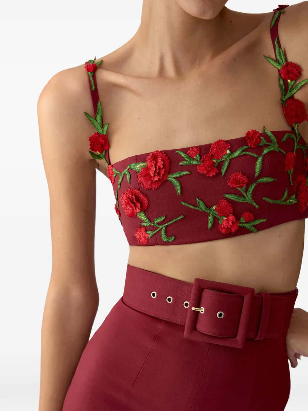 Carolina Herrera floral-embroidered bandeau top