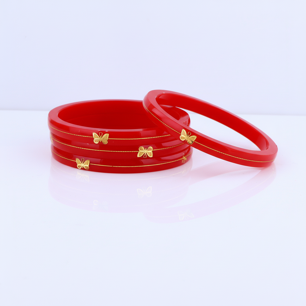 22 Carat Gold Pola Bangles With Card (4 Piece)