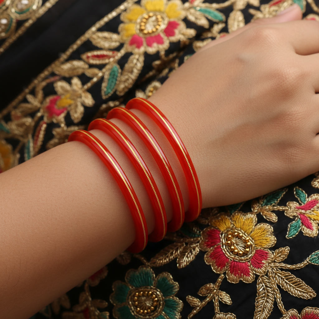 22 Carat Gold Pola Bangles With Card (4 Piece)