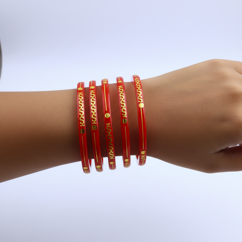 22 Carat Gold Pola Bangles With Card (4 Piece)