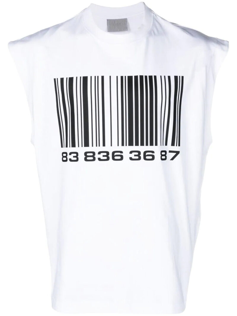 VETEMENTS  barcode-print sleeveless T-shirt