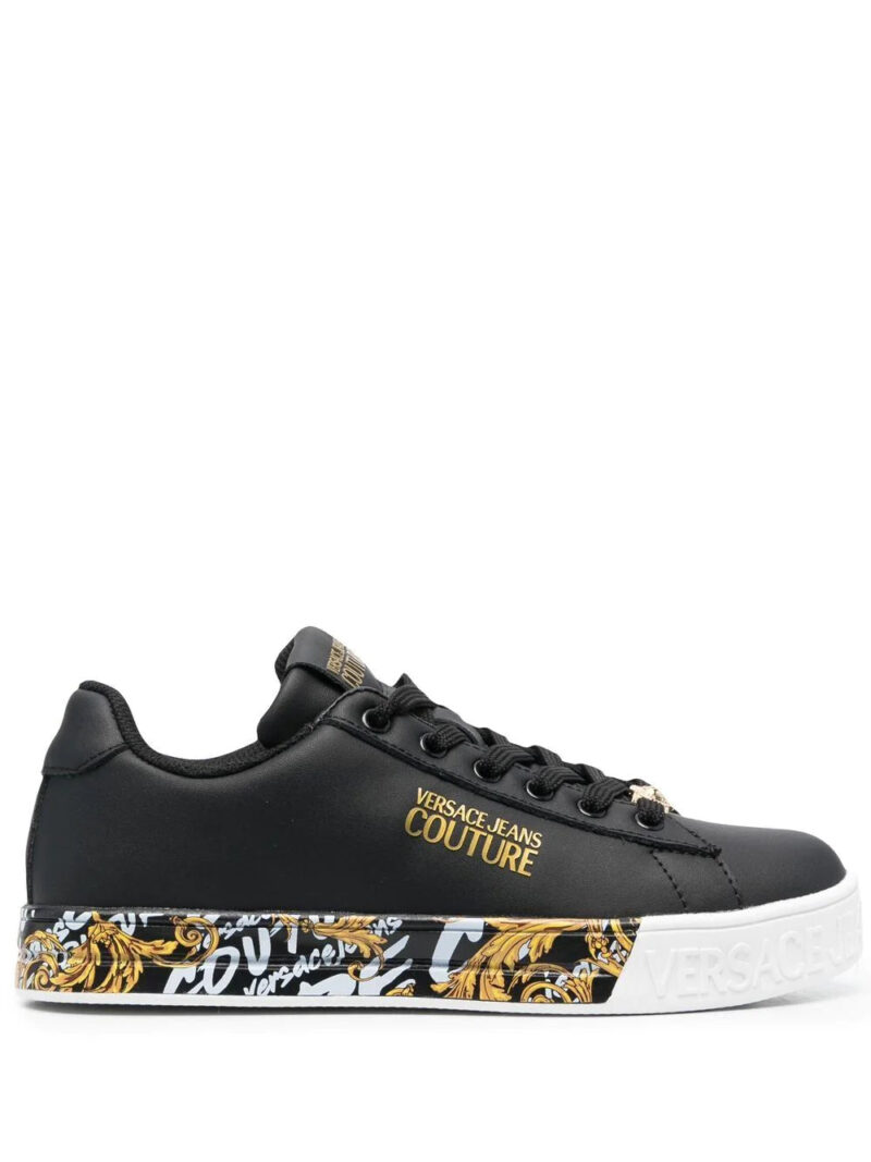 Versace Jeans Couture  logo-print leather sneakers