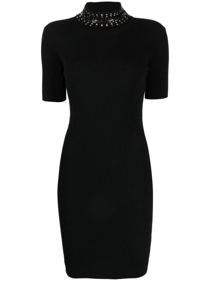 Versace  spiked-turtleneck knit minidress