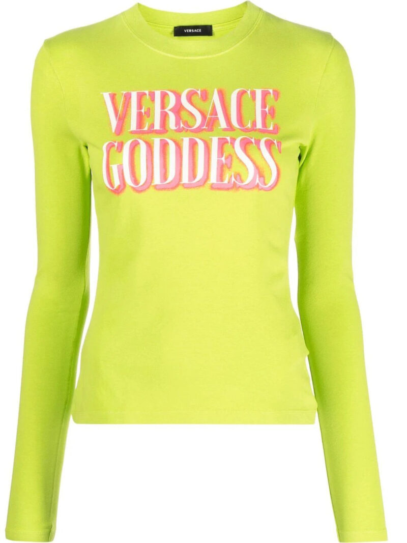 Versace  slogan-print long-sleeve T-shirt