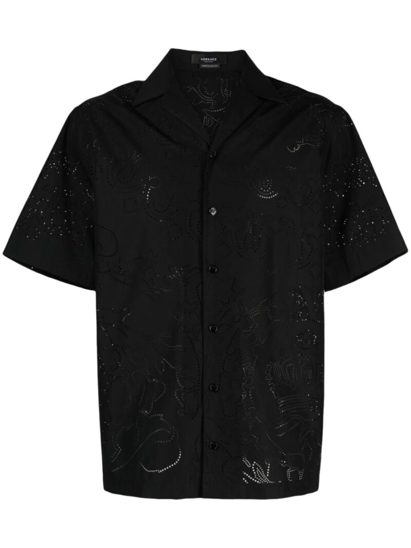 Versace perforated-detail button-up shirt