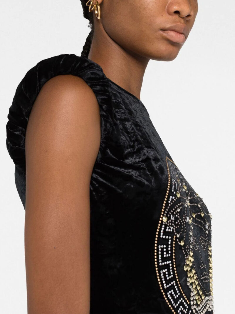 Versace  Medusa embellished velvet top