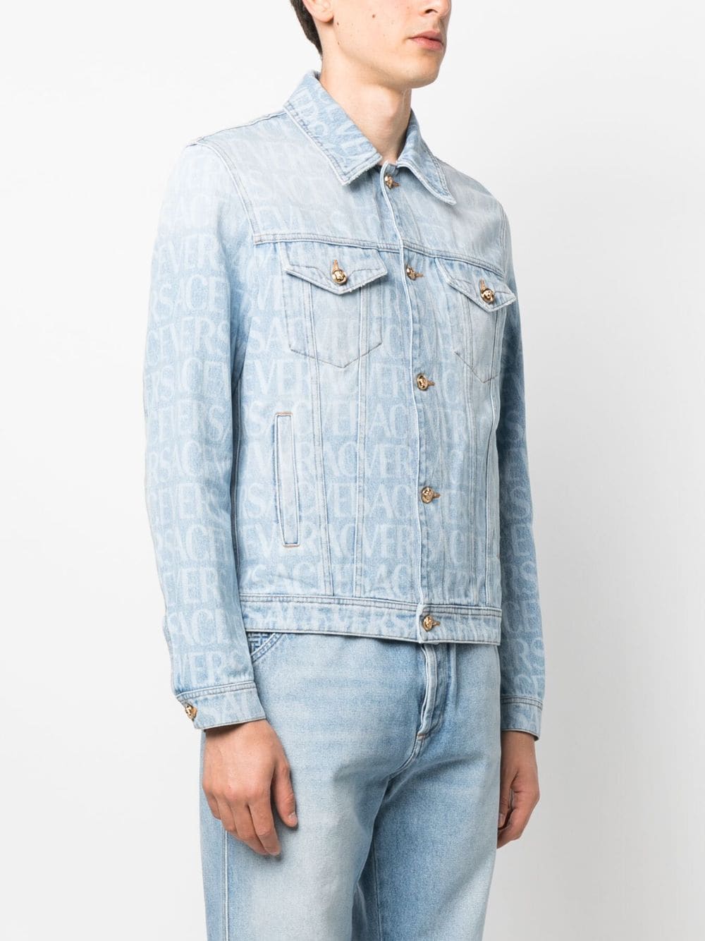 Versace Allover logo-print denim jacket - Image 3