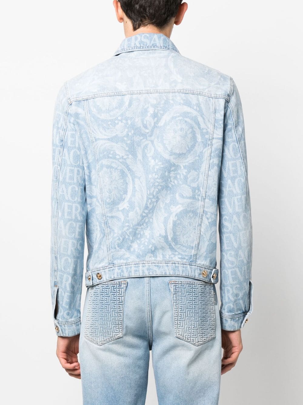 Versace Allover logo-print denim jacket - Image 4