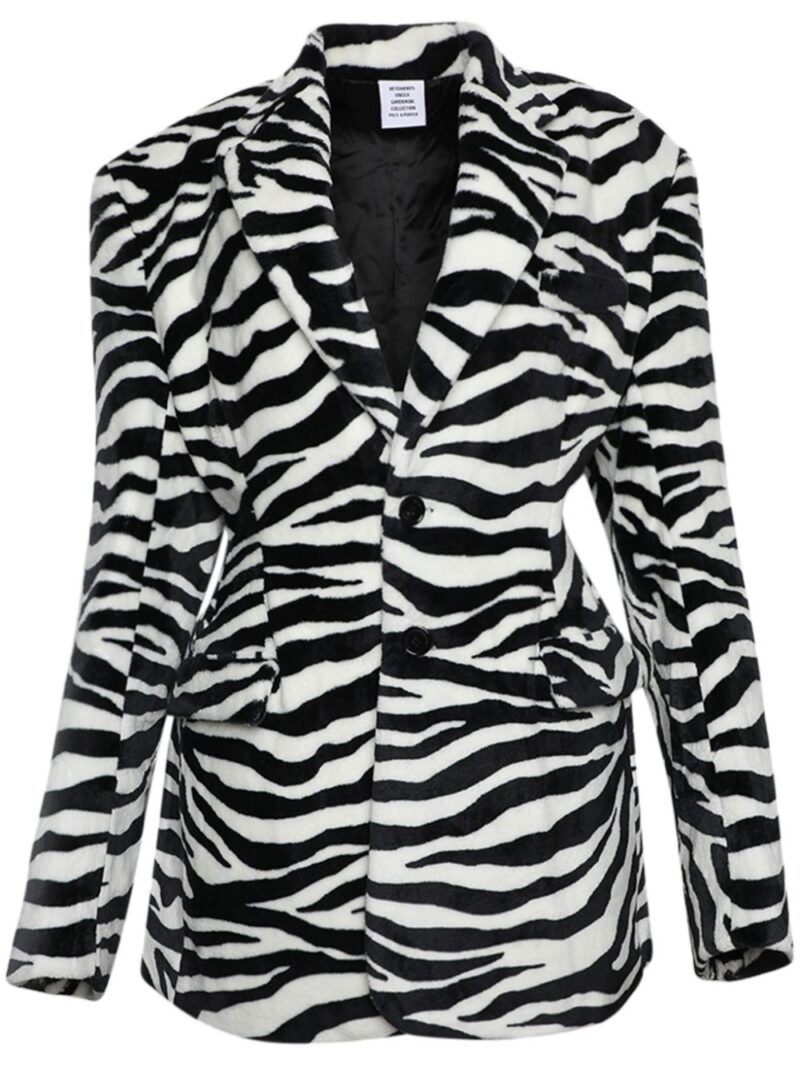 VETEMENTS  oversize-shoulder zebra-print blazer