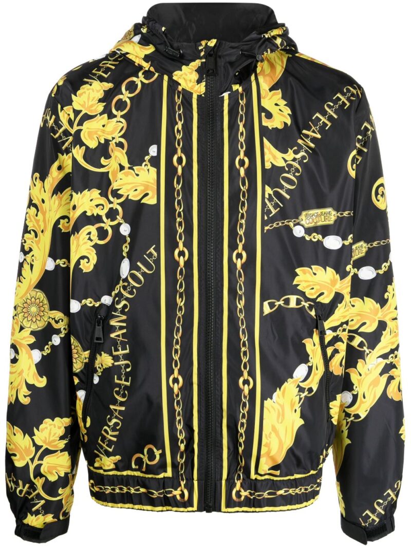Versace Jeans Couture baroque-print hooded jacket