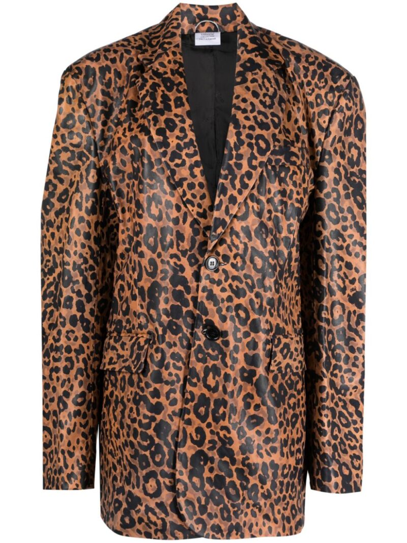 VETEMENTS  leopard-print leather blazer jacket