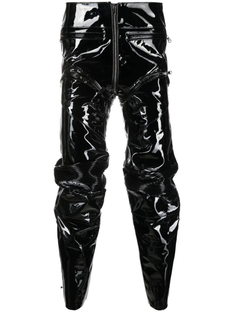 VETEMENTS  panelled gathered patent leather trousers