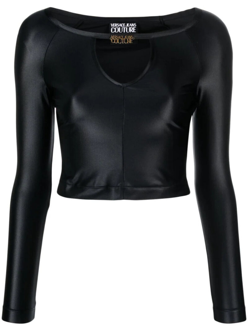 Versace Jeans Couture  logo-plaque jersey crop top