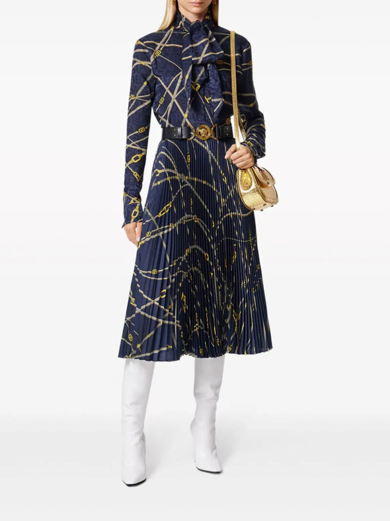 Versace  Greca Nautical-print pleated skirt