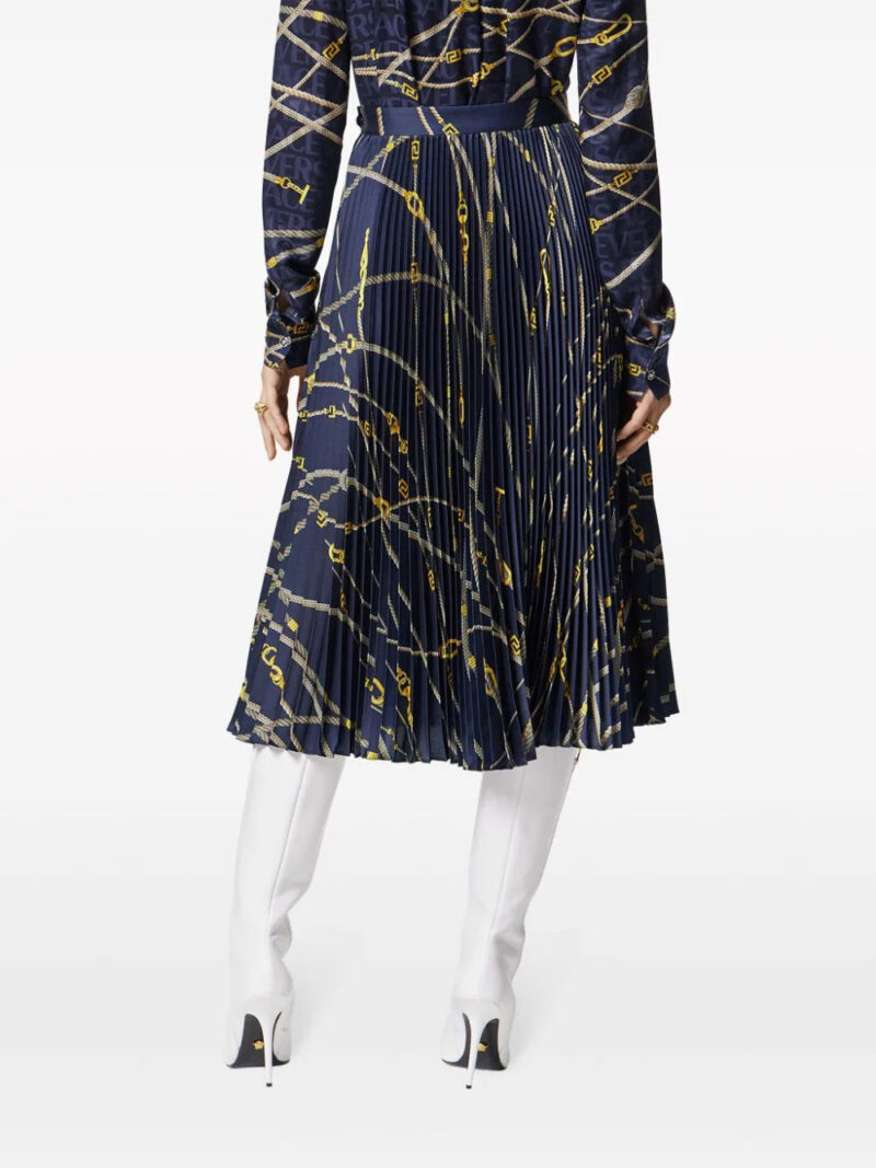 Versace  Greca Nautical-print pleated skirt