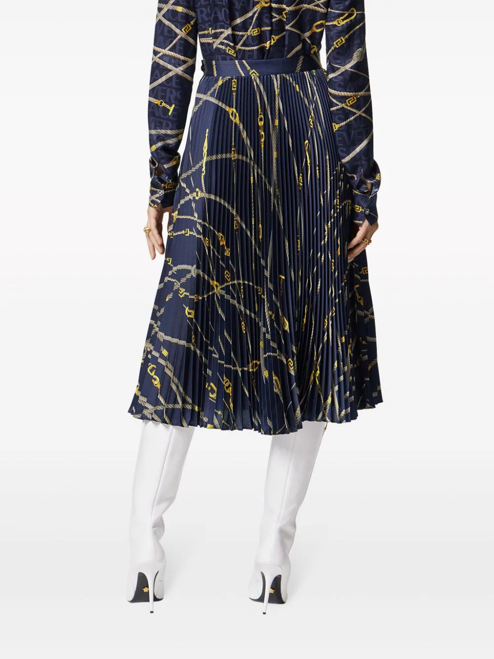 Versace Greca Nautical-print pleated skirt - Image 4