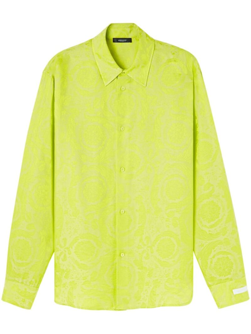 Versace patterned-jacquard spread-collar shirt