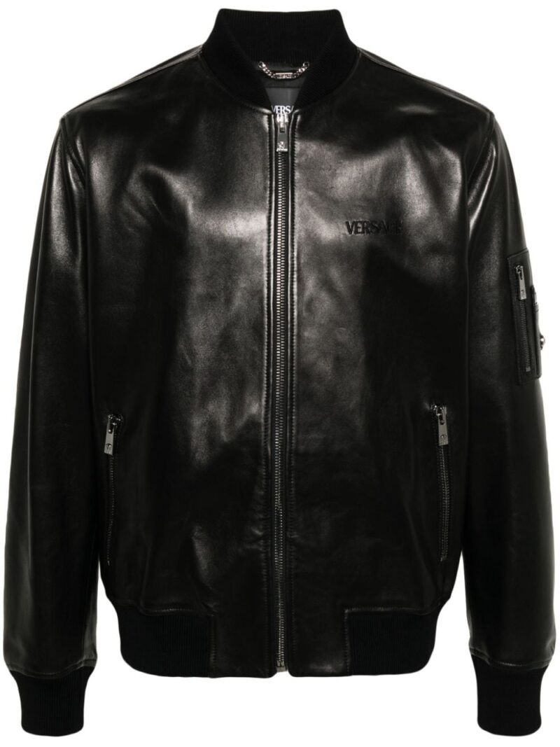 Versace leather bomber jacket