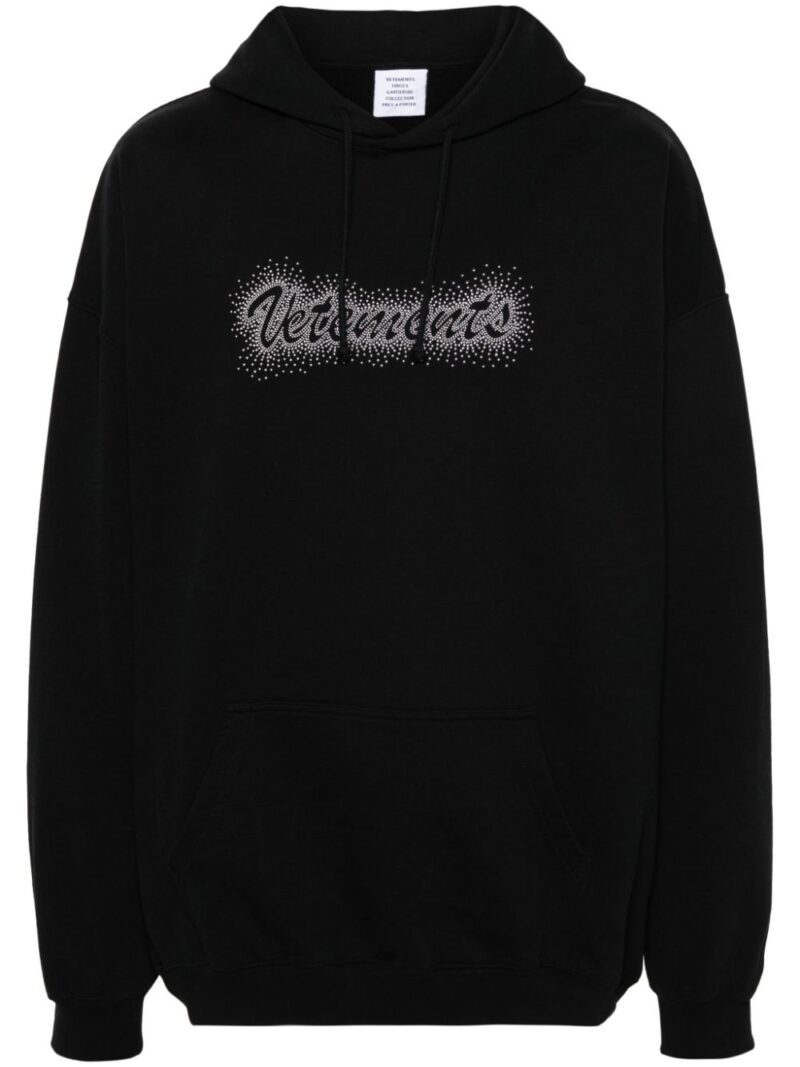 VETEMENTS  studded-logo cotton-blend hoodie
