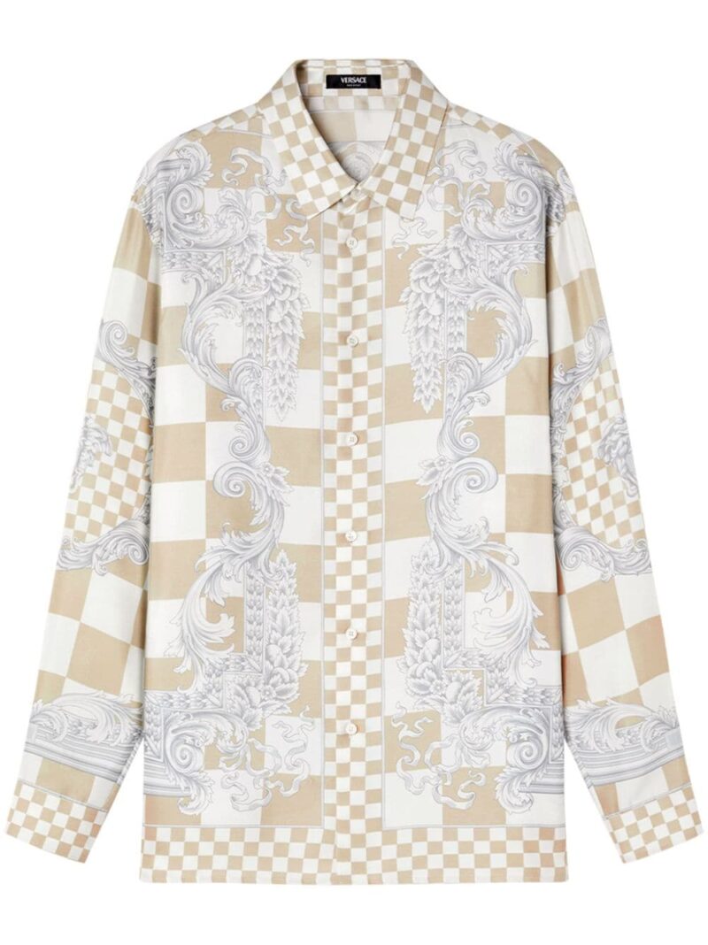 Versace Medusa-print checked silk shirt
