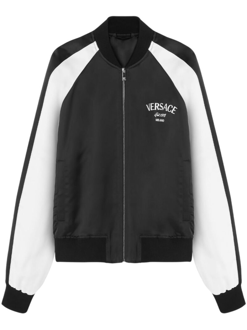 Versace logo-embroidered bomber jacket