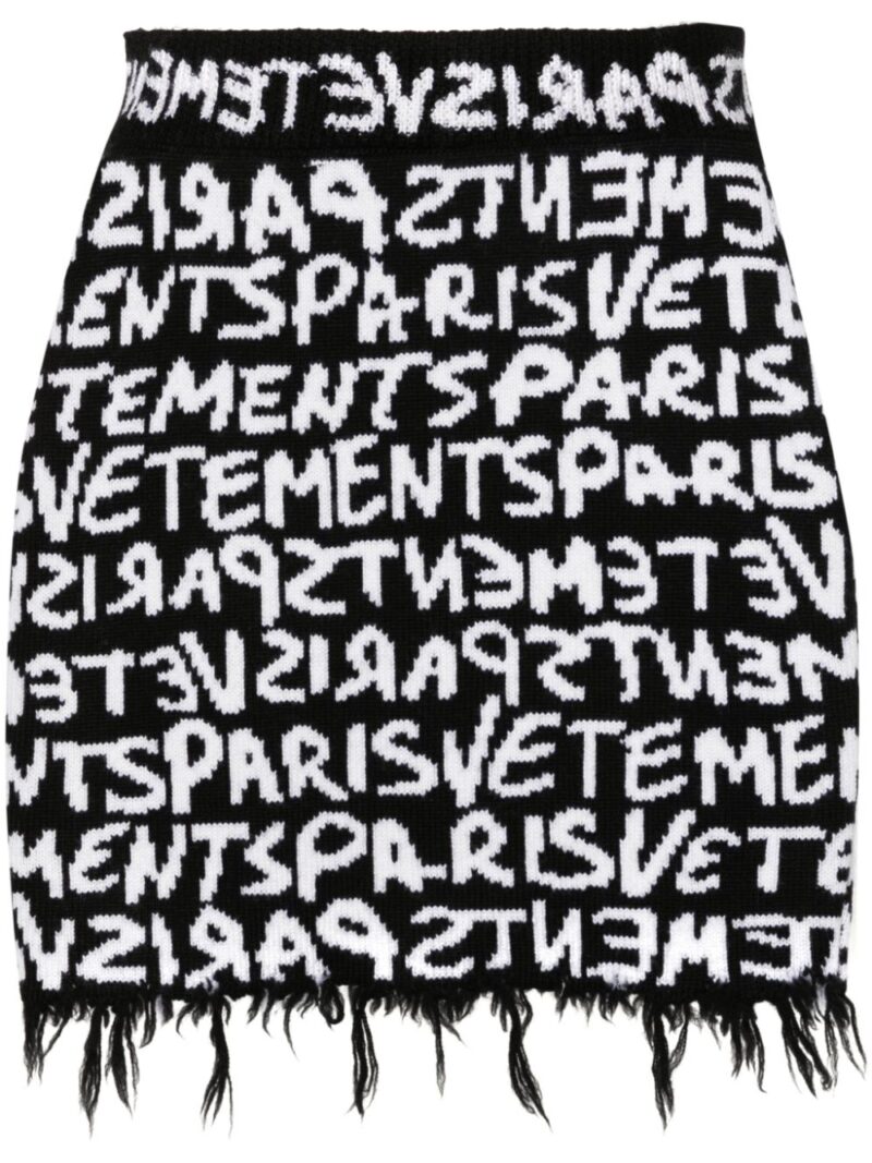 VETEMENTS  monogram-jacquard merino miniskirt