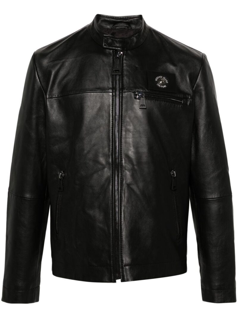 Versace Jeans Couture logo-patch leather jacket
