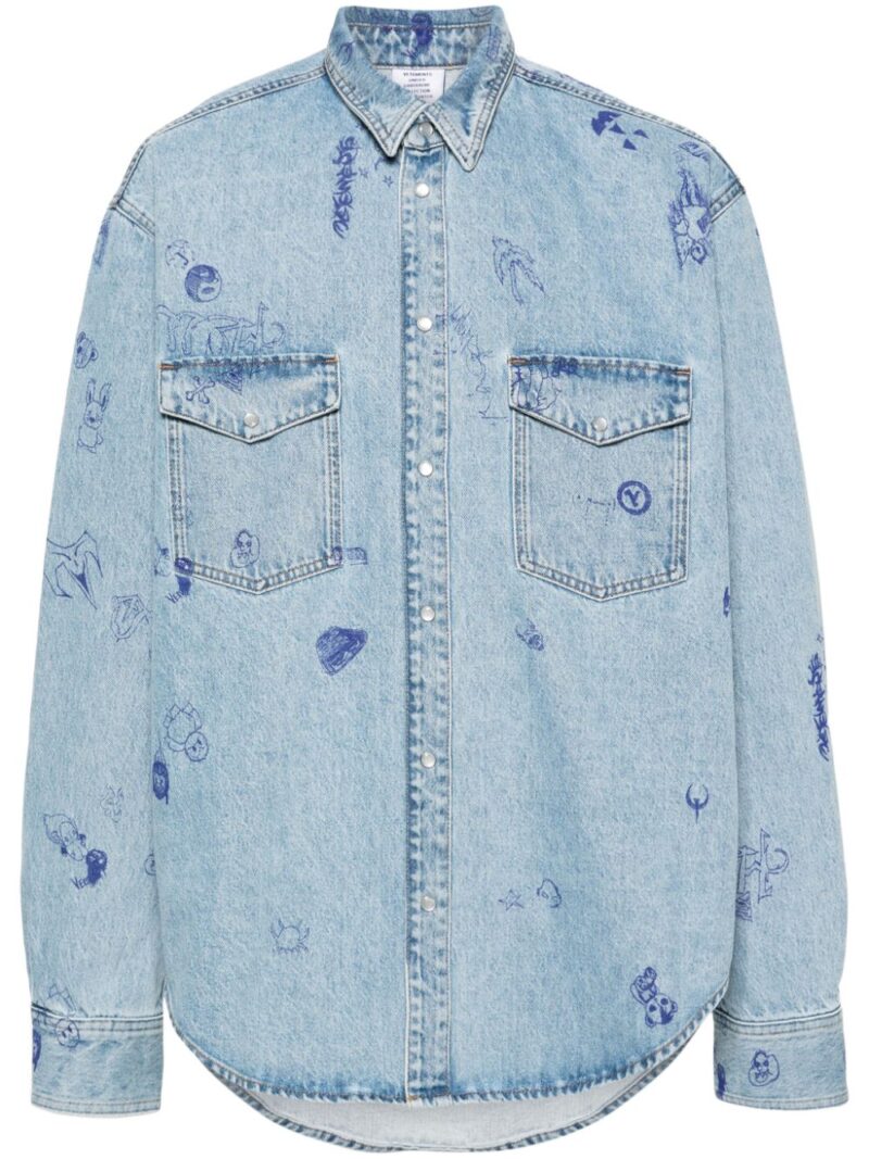 VETEMENTS  sketch-style print denim shirt