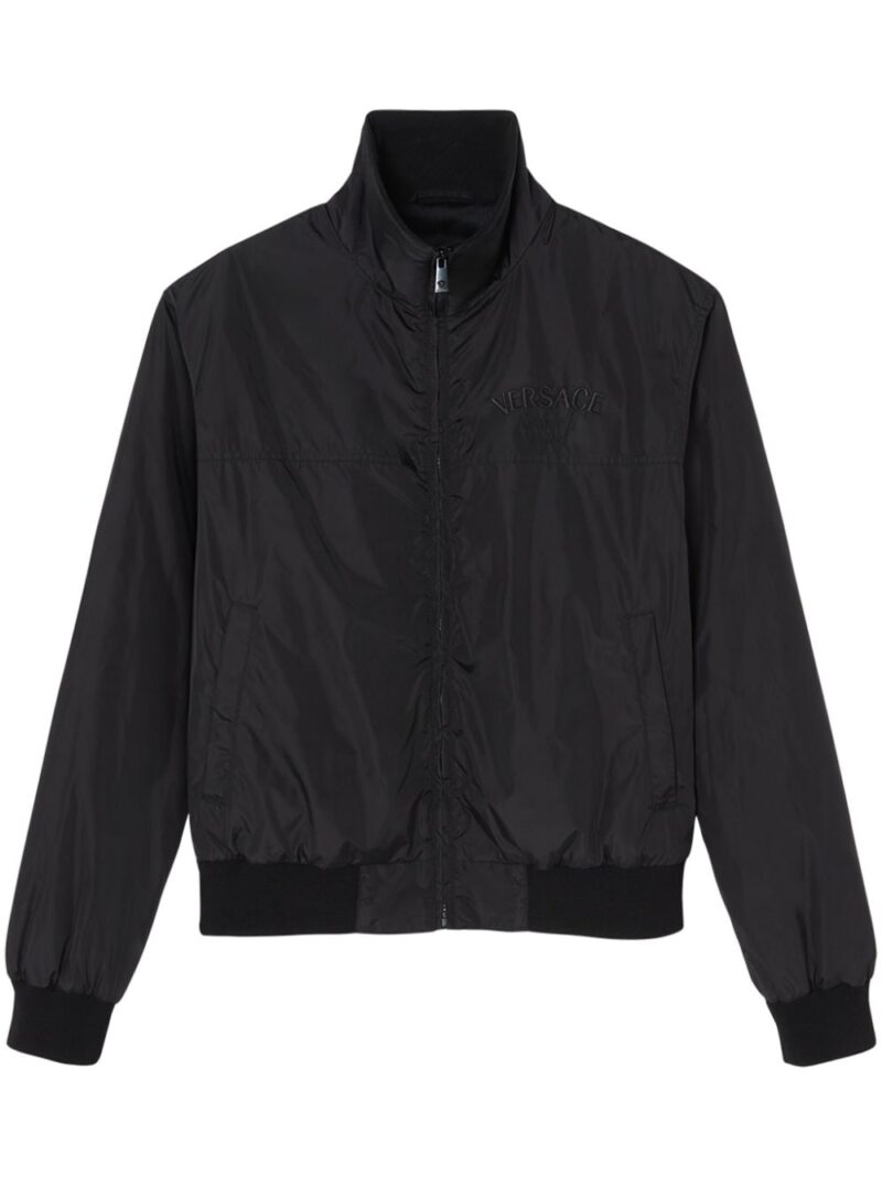 Versace logo-embroidered bomber jacket