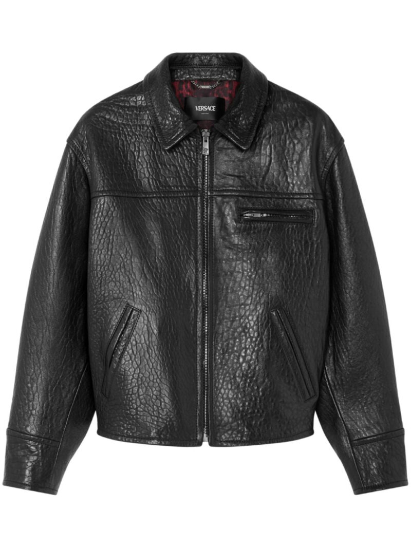 Versace  textured leather jacket