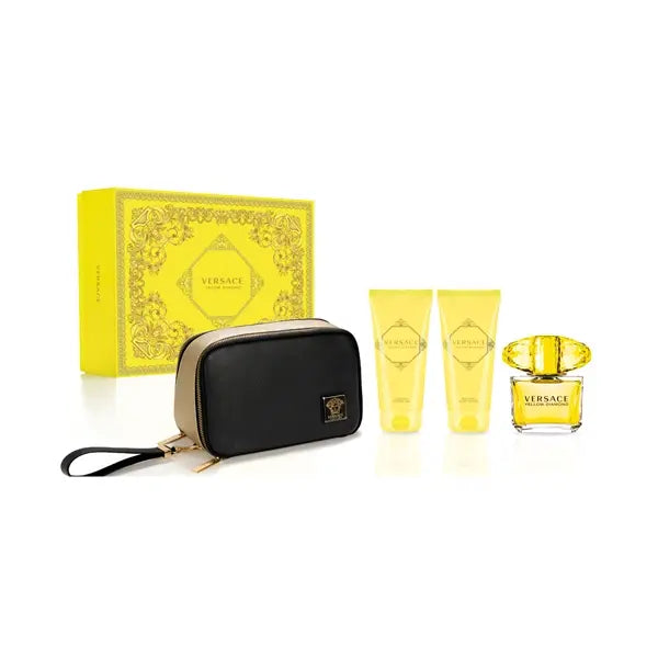 Versace Yellow Diamond Gift Set Eau de Toilette 90ml+ Perfumed Shower Gel 100ml+ Perfumed Body Lotion 100ml+ Black & Gold Travel Beauty