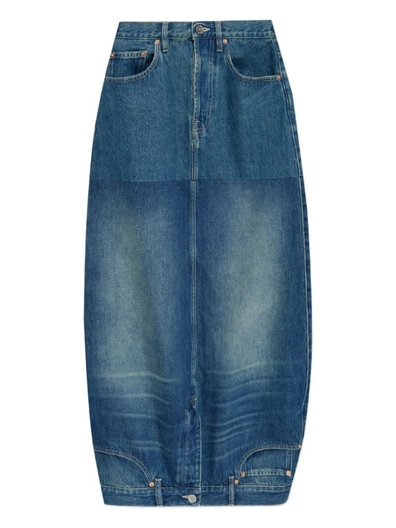 VETEMENTS  upside-down denim midi skirt
