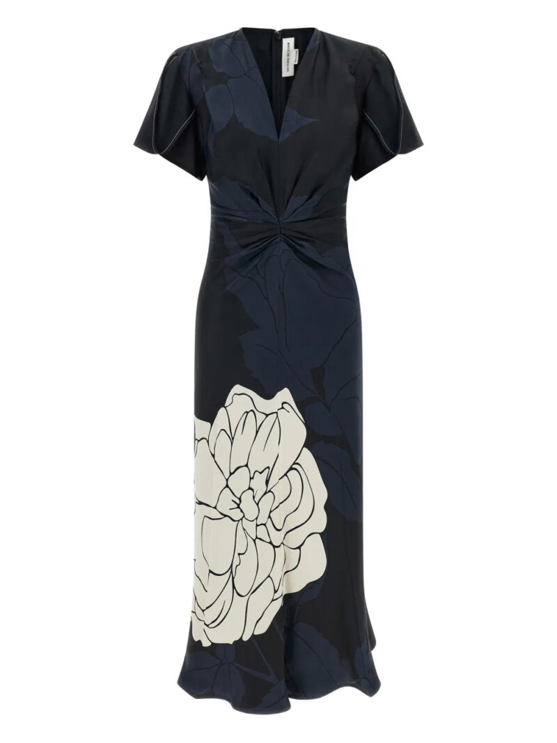 Victoria Beckham  gathered V-neck midi dress