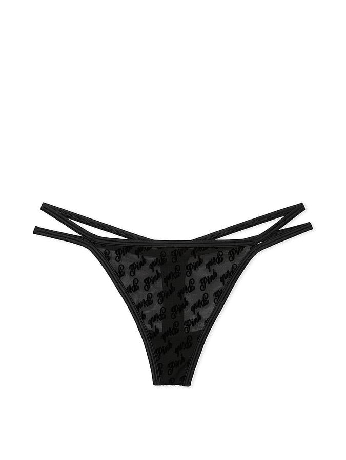 Victoria's Secret Logo Mesh Strappy Thong Panty