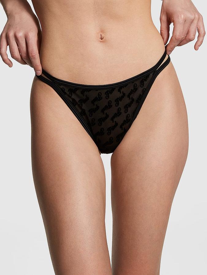 Victoria's Secret Logo Mesh Strappy Thong Panty
