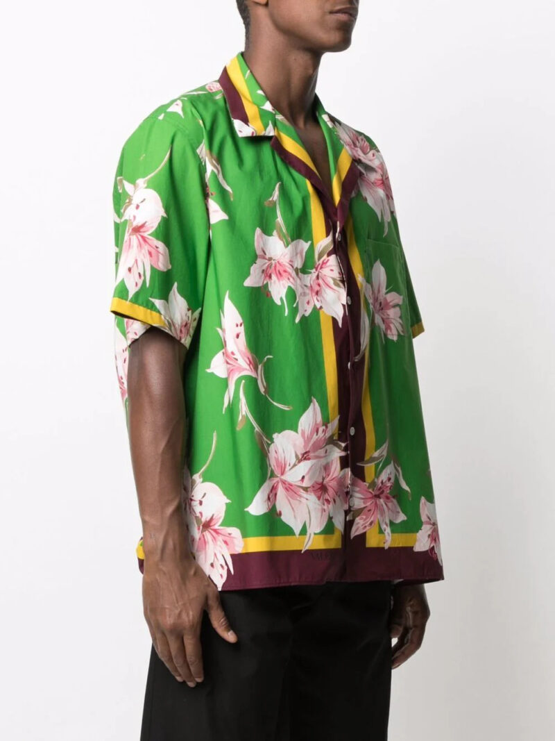Valentino  lily print short-sleeve bowling shirt