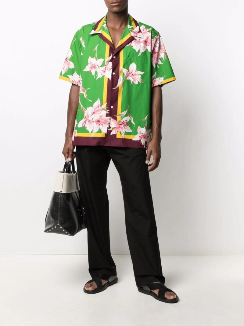 Valentino  lily print short-sleeve bowling shirt