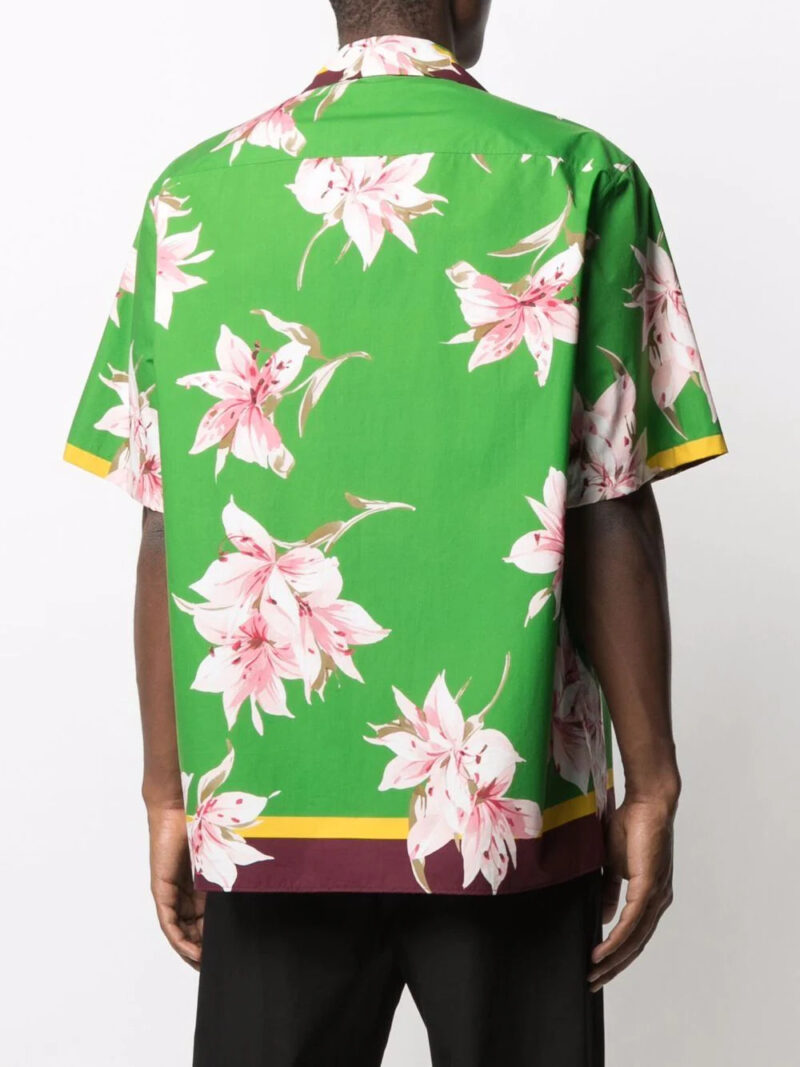 Valentino  lily print short-sleeve bowling shirt
