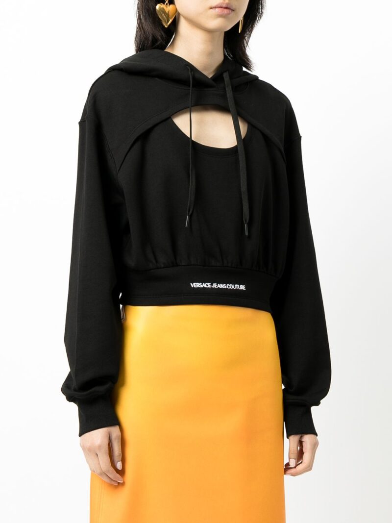 Versace Jeans Couture  logo-waistband cut-out hoodie