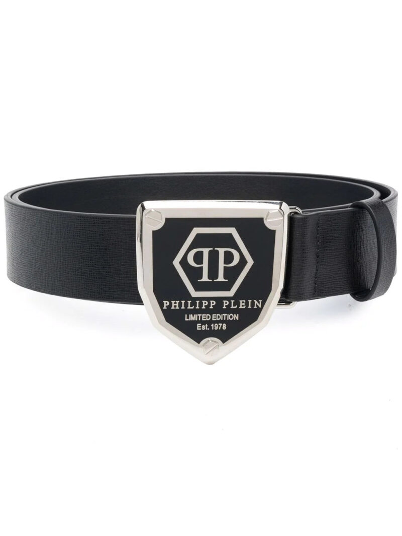 Phillip plein logo-plaque leather belt
