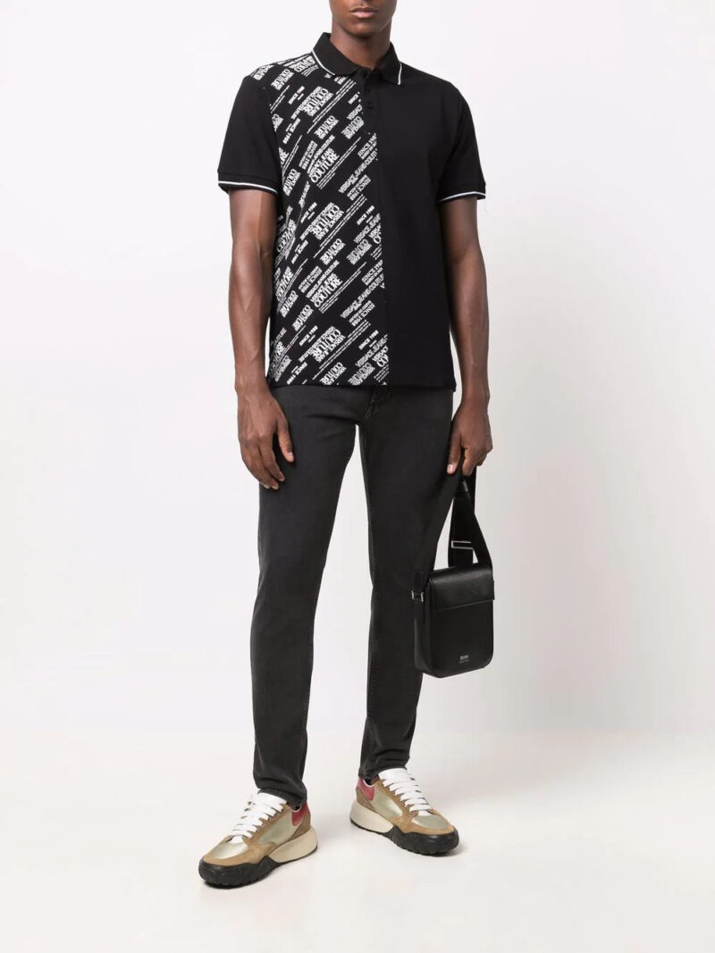 Versace logo-print contrast polo shirt