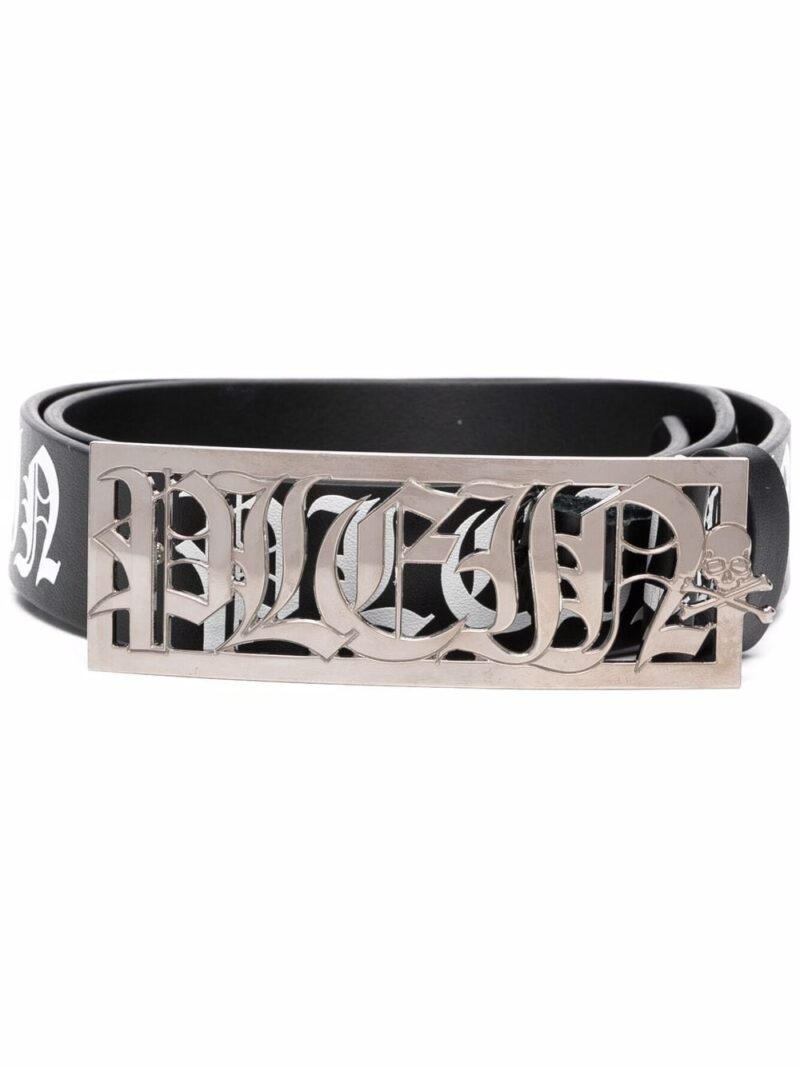 Phillip plein logo-plaque leather belt