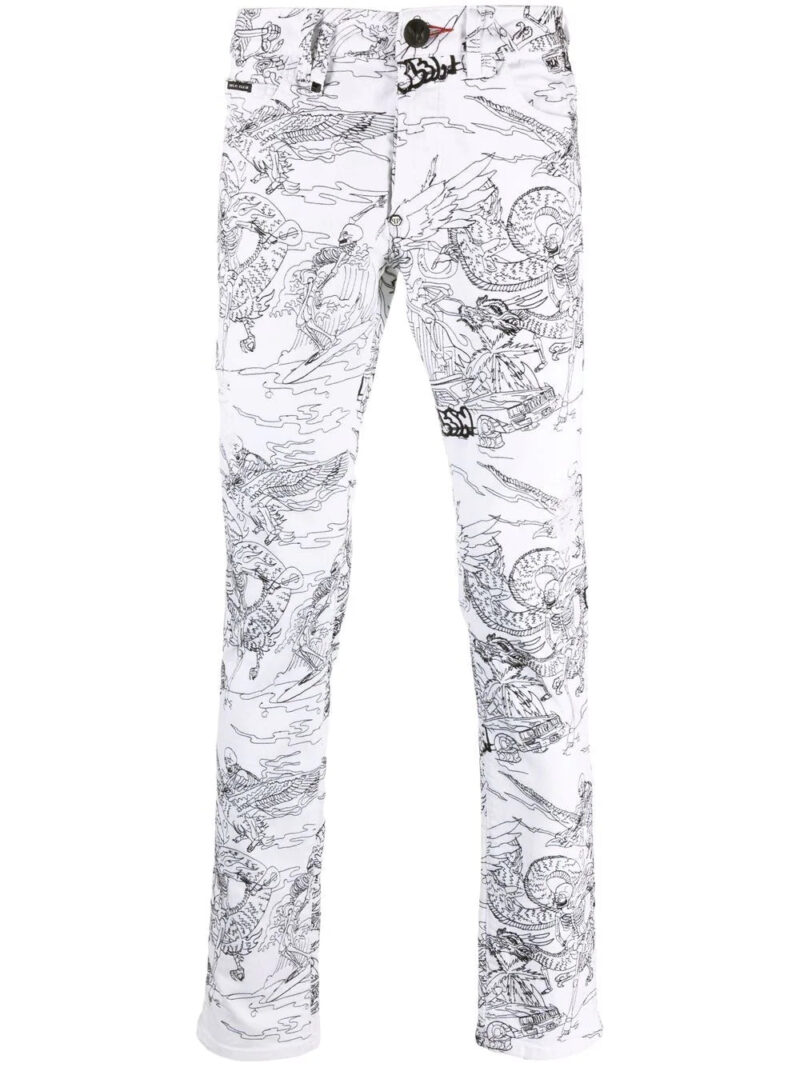 Phillip plein graphic-print skinny jeans
