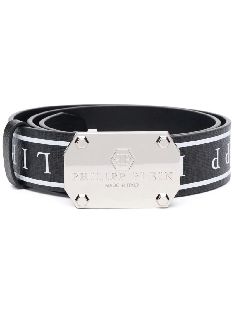 Phillip plein Iconic logo-print leather belt