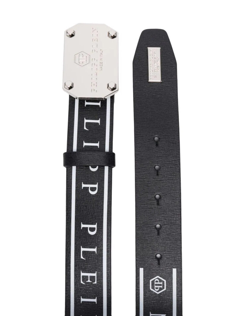 Phillip plein Iconic logo-print leather belt