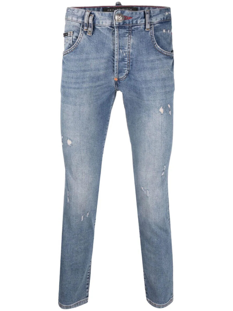 Phillip plein distressed skinny-cut jeans